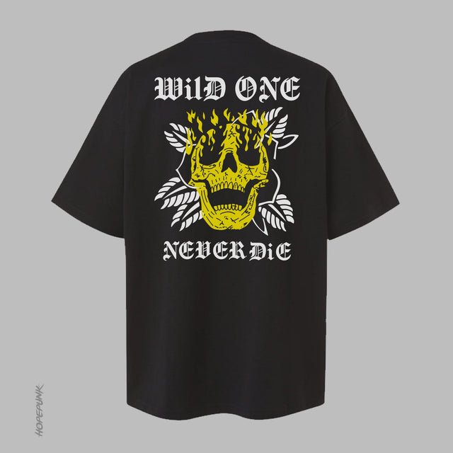 Wildone Never Die XL Black 180 GSM Oversize Sale