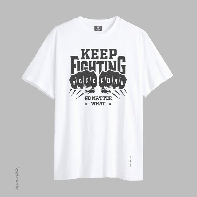Keep Fighting XL White 180 GSM Oversize Fit